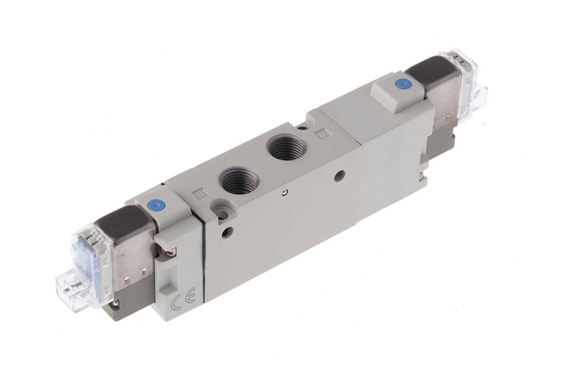 SMC 5/3 Pneumatic Solenoid Valve - Pilot/Pilot G 1/8 SYJ7000 Series 24V dc