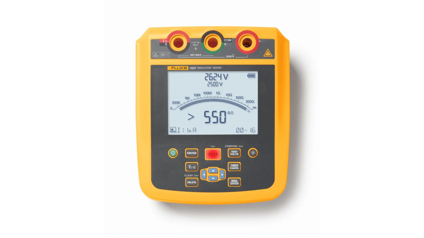 Fluke 1537 Insulation Tester, 250V Min, 2500V Max, CAT IV 600V