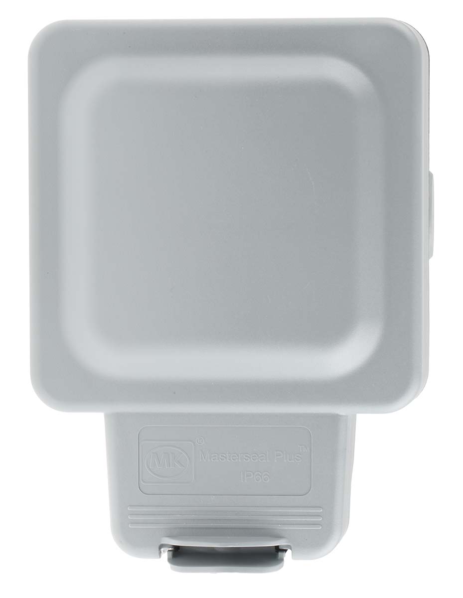 MK Electric Grey 1 Gang Plug Socket, 2 Poles, 13A, Type G - British, Outdoor Use