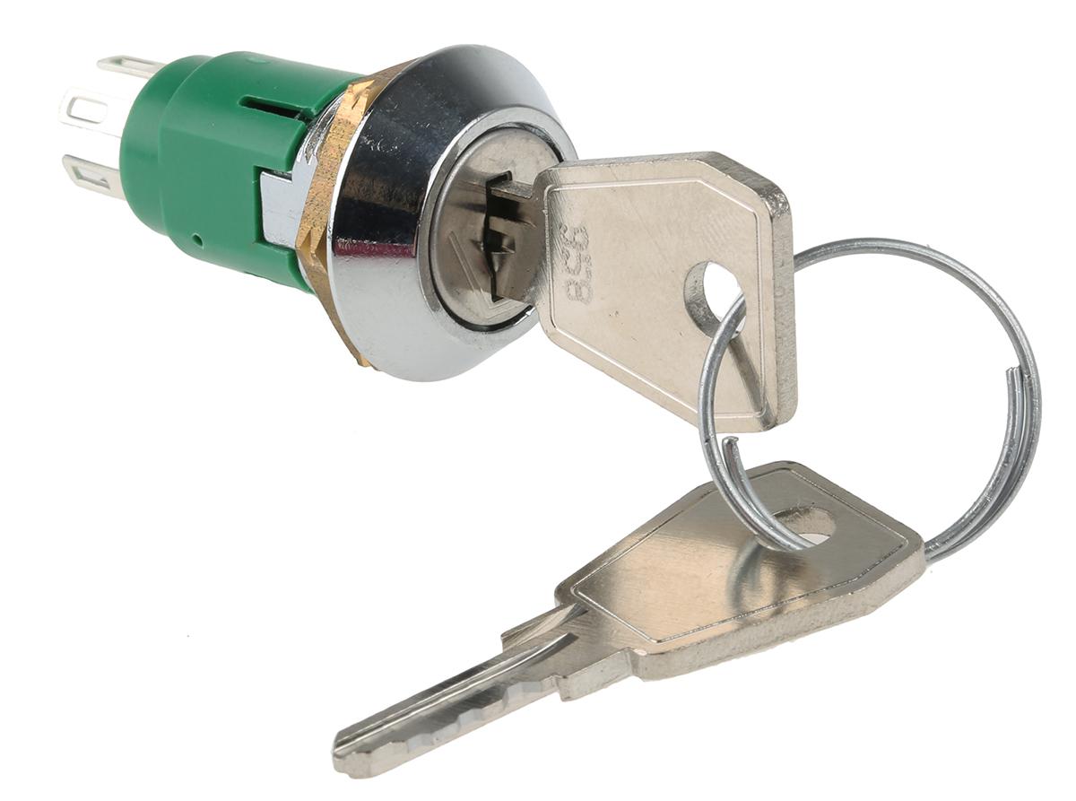 Lorlin Key Switch, DPDT, 1 A @ 24 V dc 2-Way Random-Key