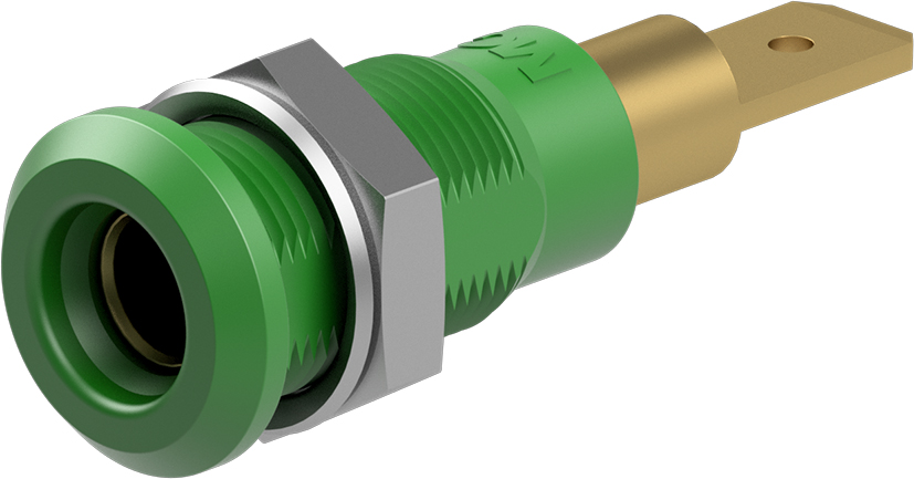 Staubli Green Socket Test Socket, Tab Termination, 25A, 30V ac, Gold Plating