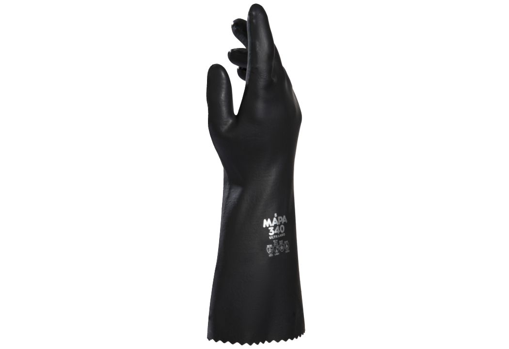 Mapa ULTRANEO 340 Black Latex Glove, Size 8