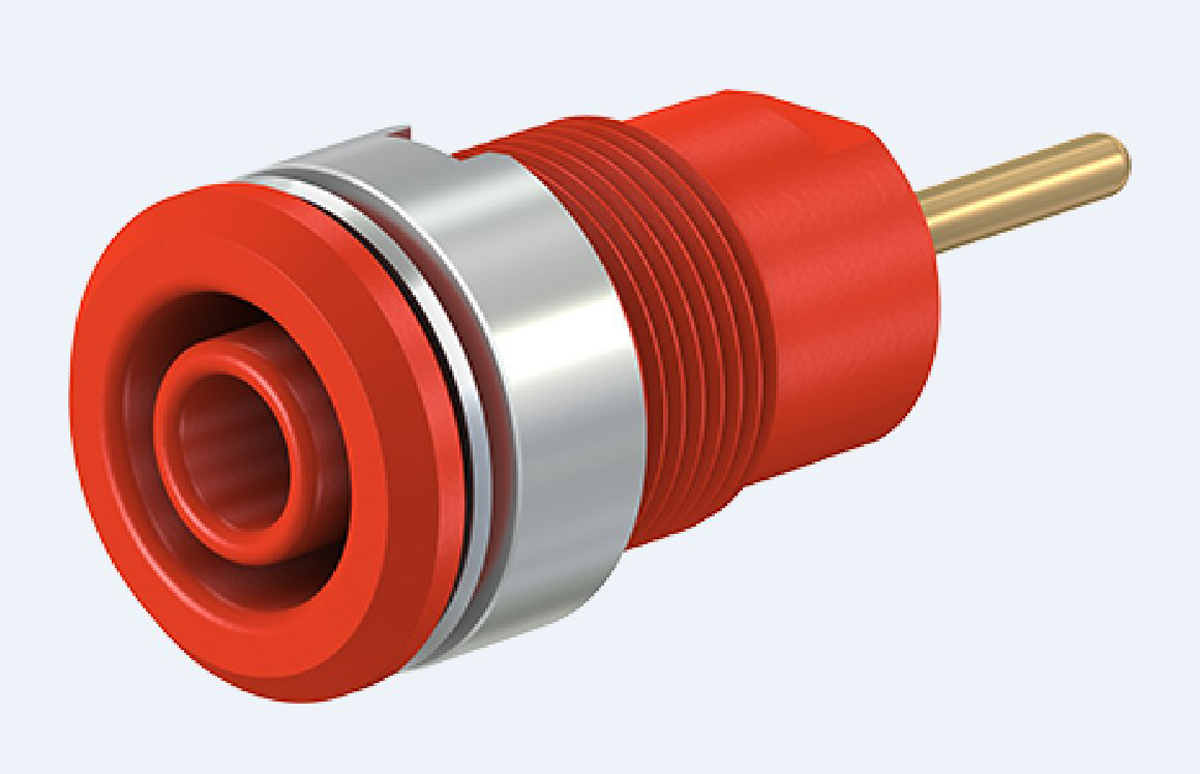 Staubli Red Female Banana Socket, 4 mm Connector, 24A, 1000V, Gold Plating