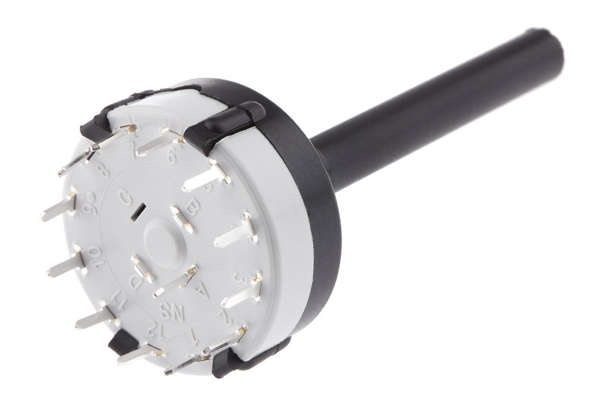 Lorlin, 12 Position SP12T Rotary Switch, 150 mA @ 250 V ac, Through Hole