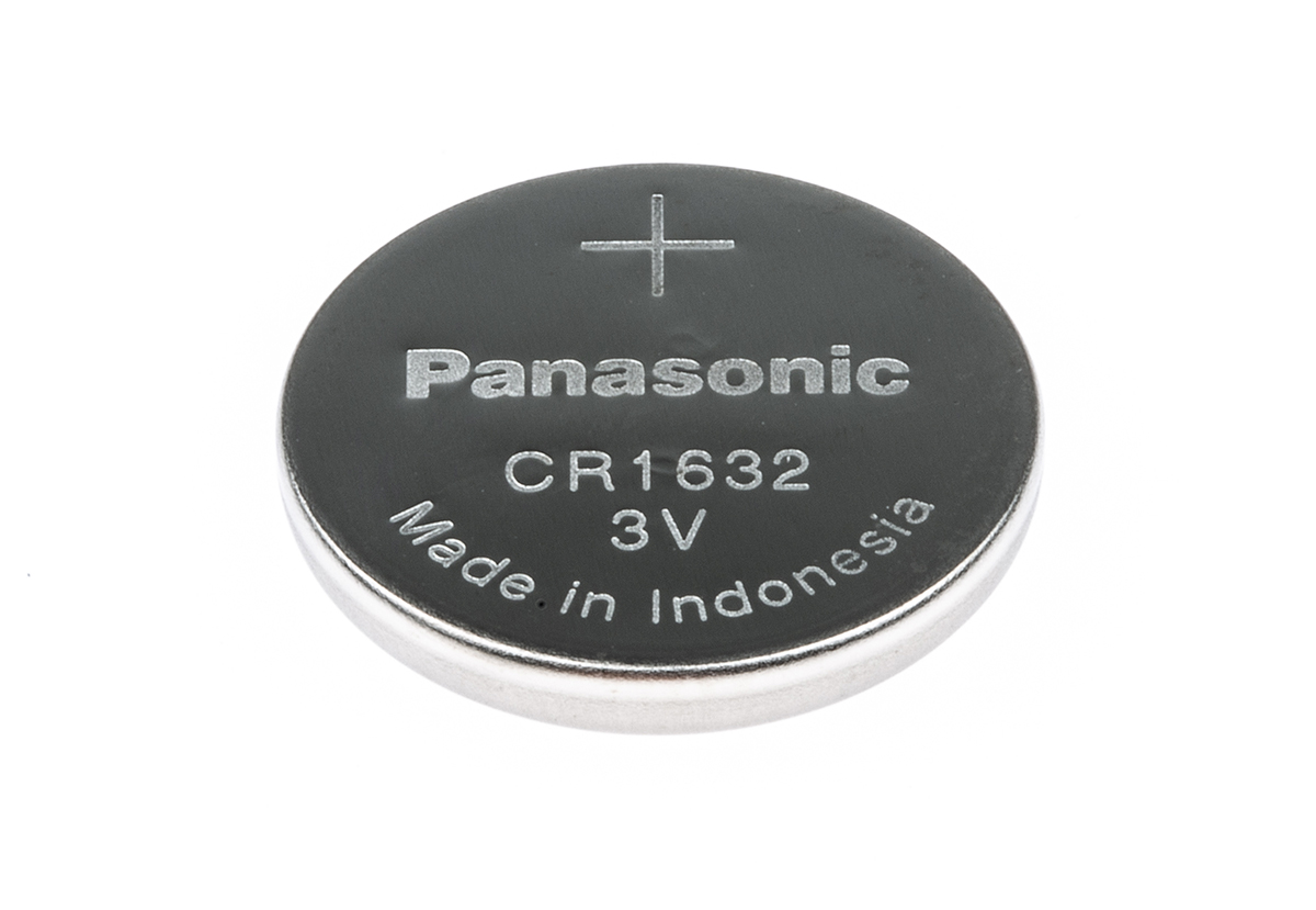 Panasonic CR1632 Button Battery, 3V, 16mm Diameter
