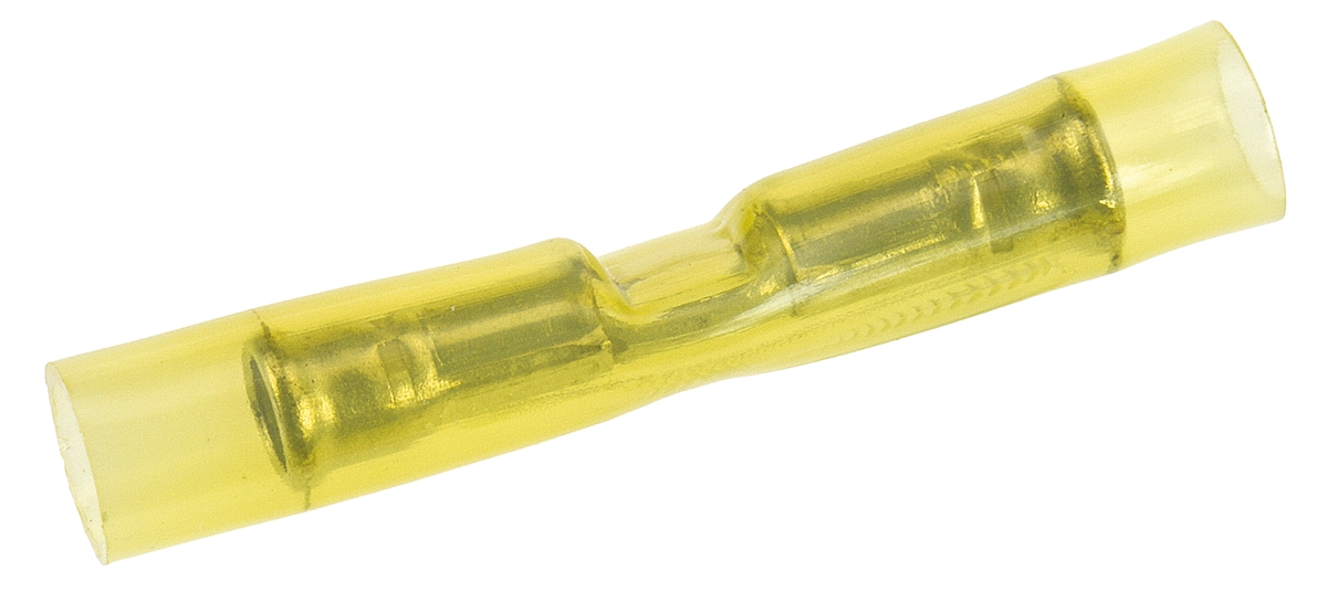TE Connectivity, PIDG Butt Splice Connector, Yellow, Insulated, Tin 26 → 24 AWG