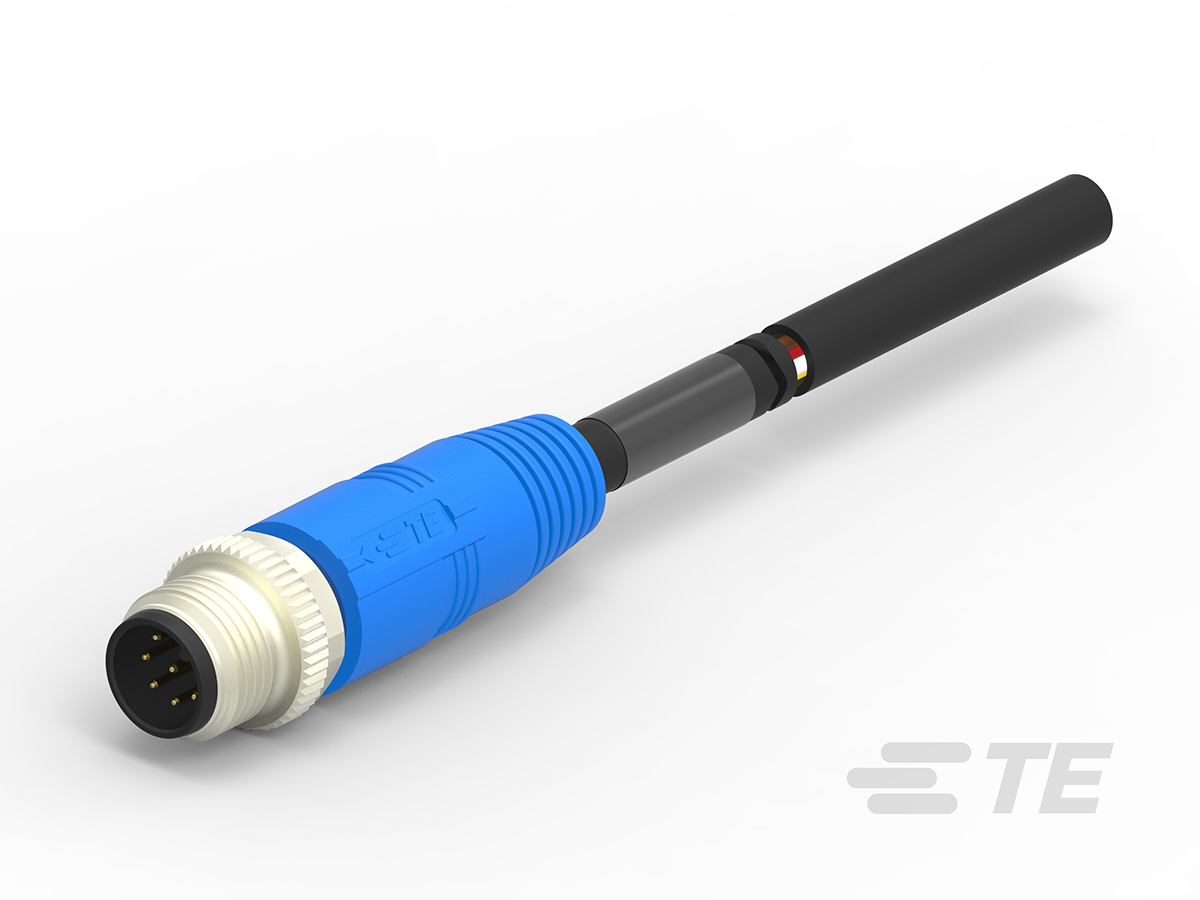 TE Connectivity Male 8 way M12 to 8 way Sensor Actuator Cable, 5000 mm