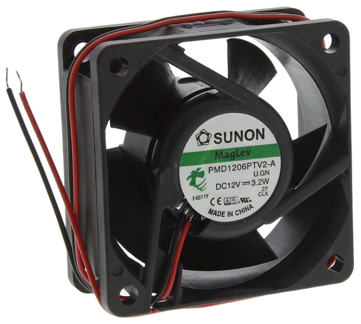 Sunon PMD Series Axial Fan, 12 V dc, DC Operation, 53.5m³/h, 3.2W, 269mA Max, 60 x 60 x 25mm