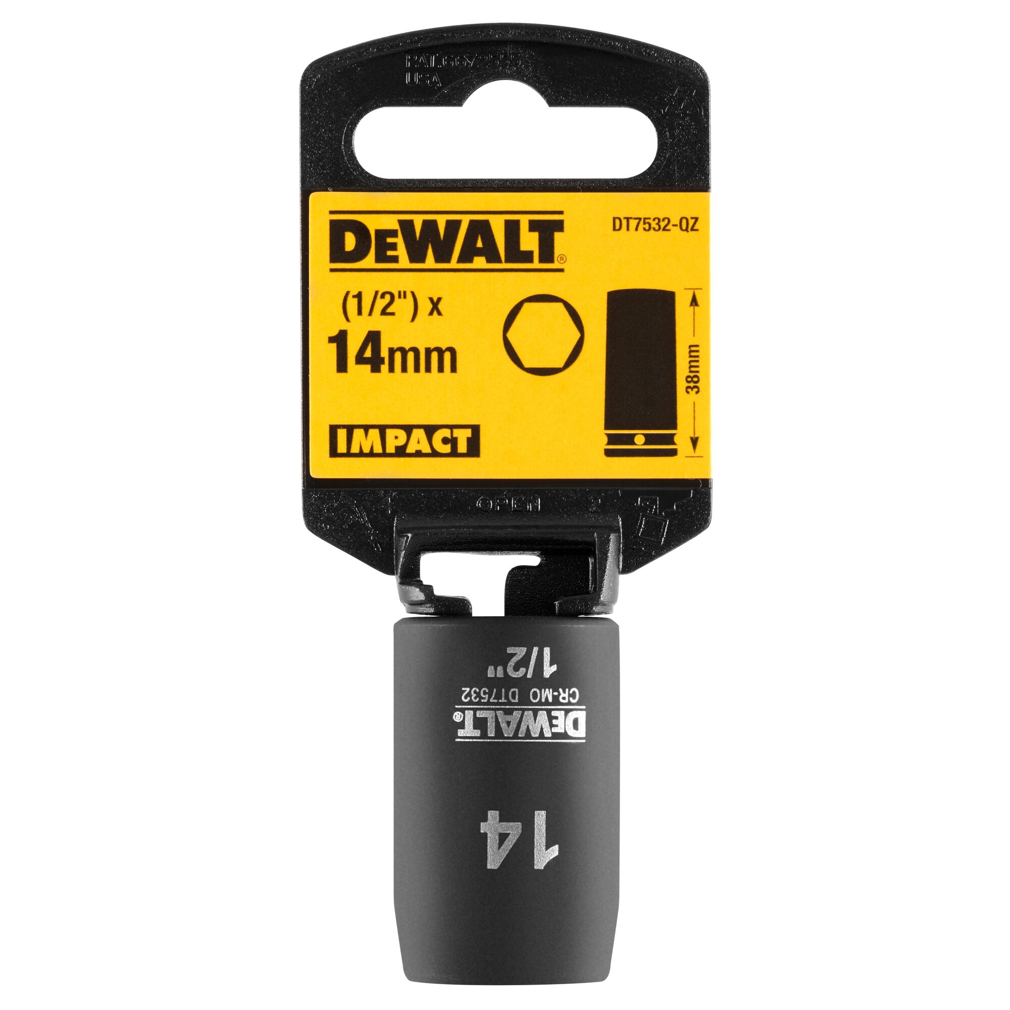DeWALT 14mm, 1/2 Drive Impact Socket, 38 mm length