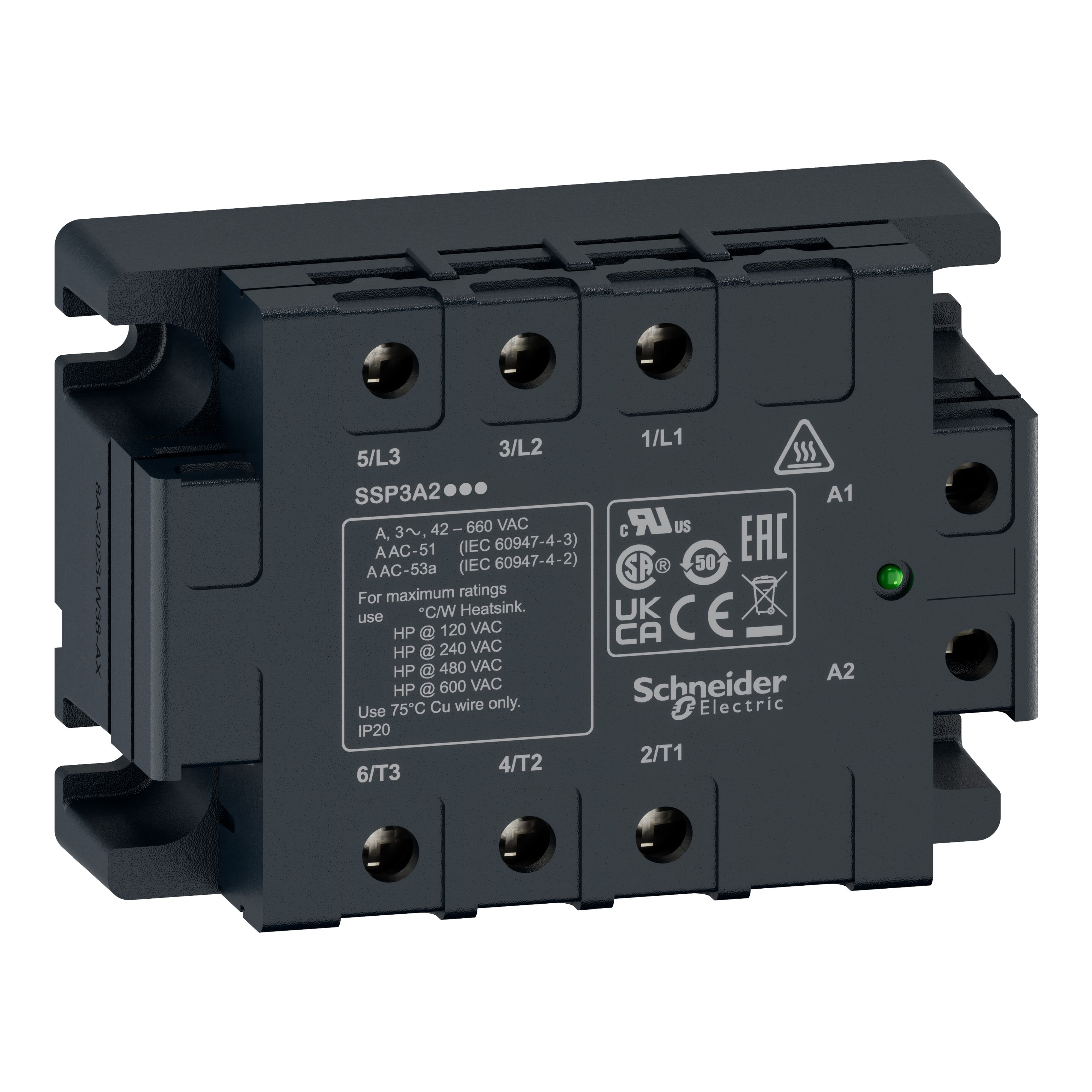 Schneider Electric Harmony Relay Series Solid State Relay, 50 A Load, Panel Mount, 530 V ac Load, 36 V ac Control