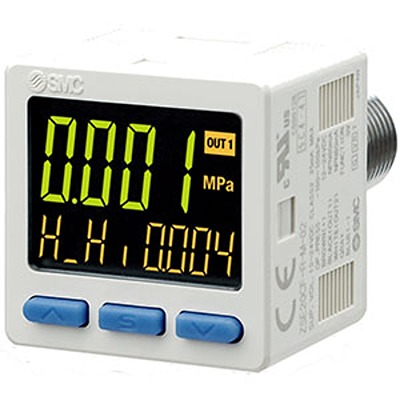 SMC PNP Open Collector 2 Outputs Pressure Switch, R 1/8 -101kPa to 0.1 bar