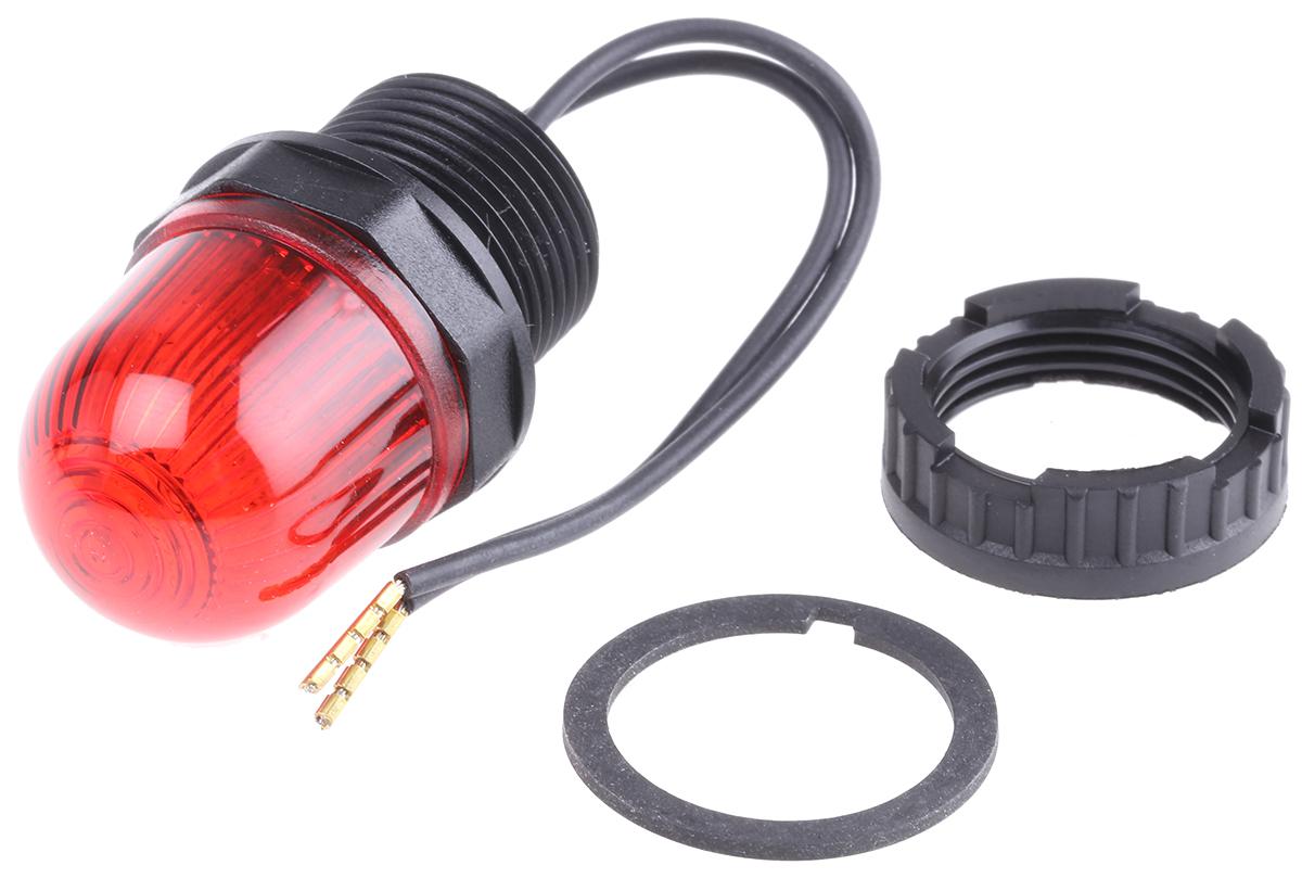 Werma EM 231 Series Red Steady Beacon, 24 V dc, Panel Mount, LED Bulb, IP65