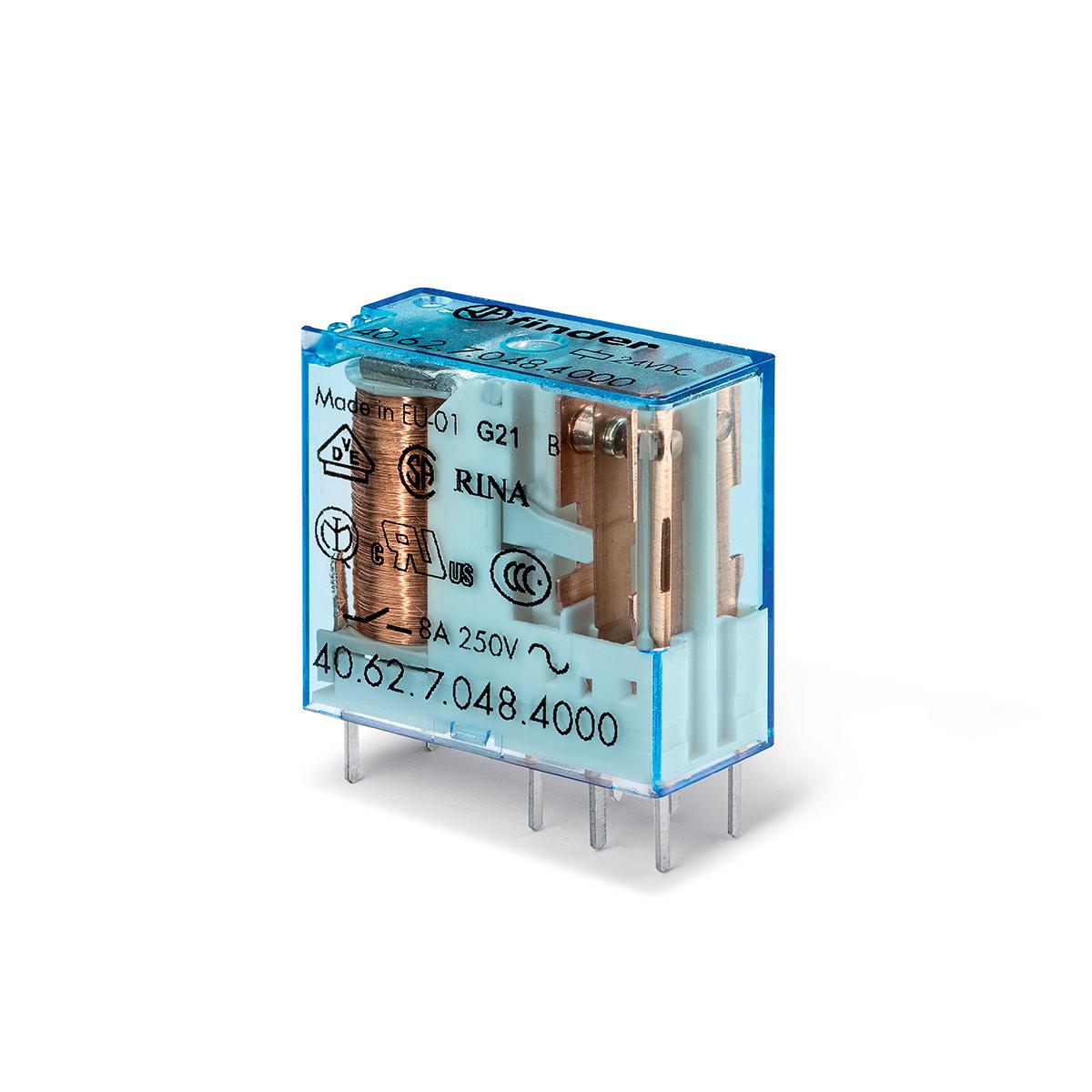 Finder PCB Mount Power Relay, 48V dc Coil, 10A Switching Current, DPDT