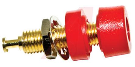 Mueller Electric Red Female Banana Socket, 4 mm Connector, Solder Termination, 15A, 2000V dc, Gold Plating