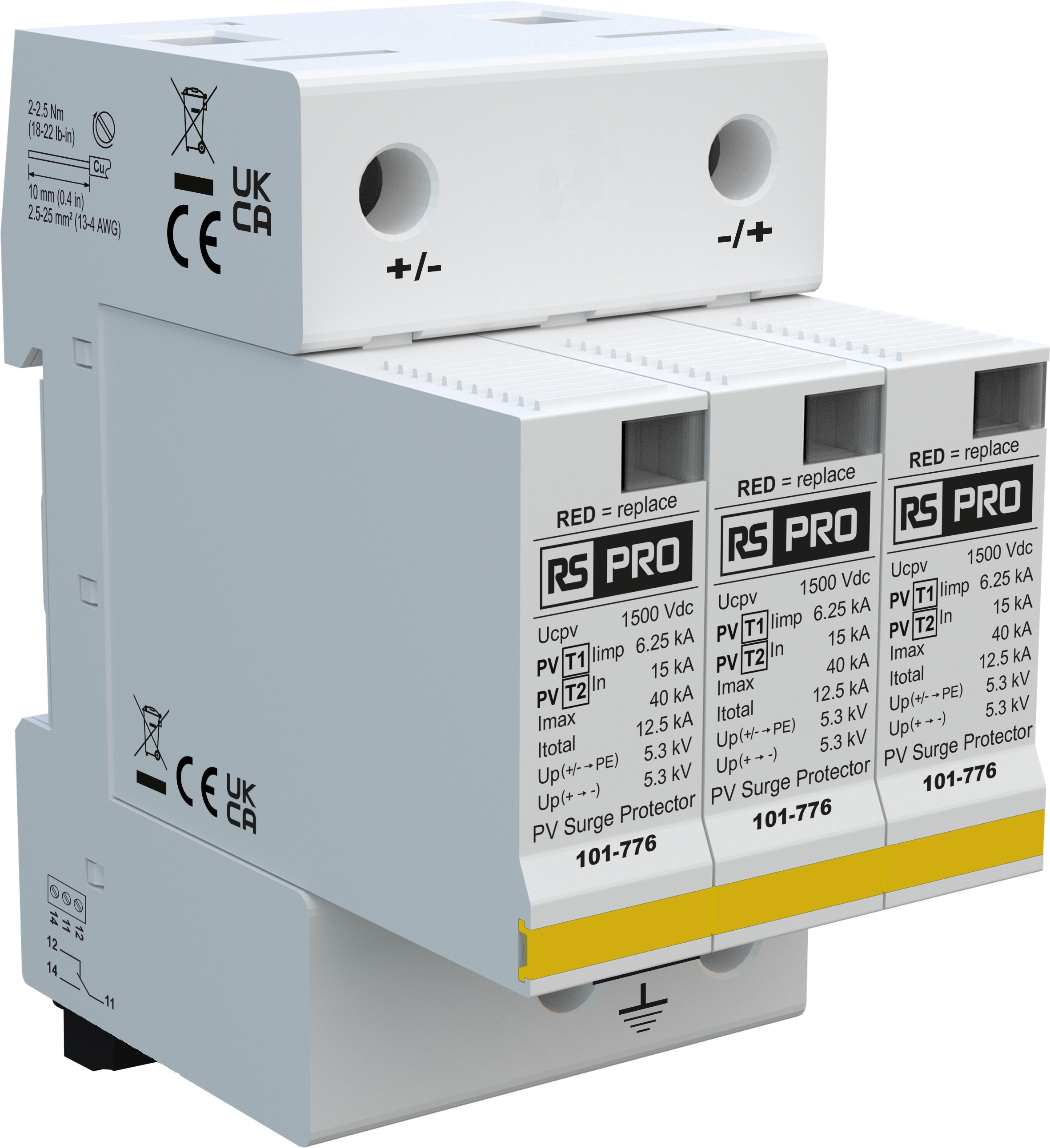 RS PRO Industrial Surge Protector, 40kA, 5.3kV, DIN Rail Mount
