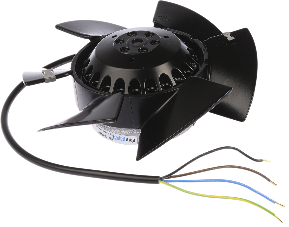 ebm-papst A2E170 Series Axial Fan, 230 V ac, AC Operation, 480m³/h, 53W, 230mA Max, IP44, 170 x 63mm