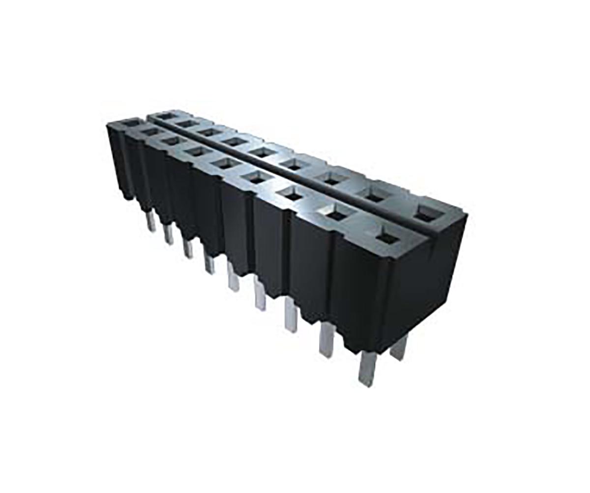 Samtec CES Series Straight Through Hole Mount PCB Socket, 10-Contact, 2-Row, 2.54mm Pitch, Solder Termination