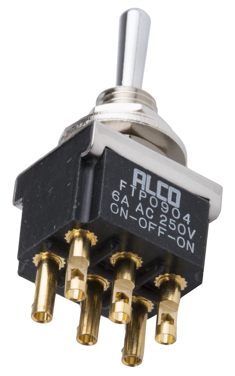 TE Connectivity Toggle Switch, Panel Mount, On-Off-On, DPDT, Solder Terminal, 250V