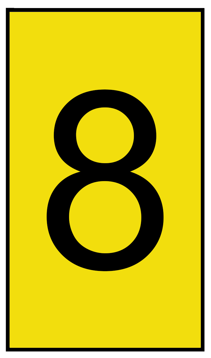 HellermannTyton Ovalgrip Slide On Cable Markers, Black on Yellow, Pre-printed "8", 2.5 → 6mm Cable, 901-10179
