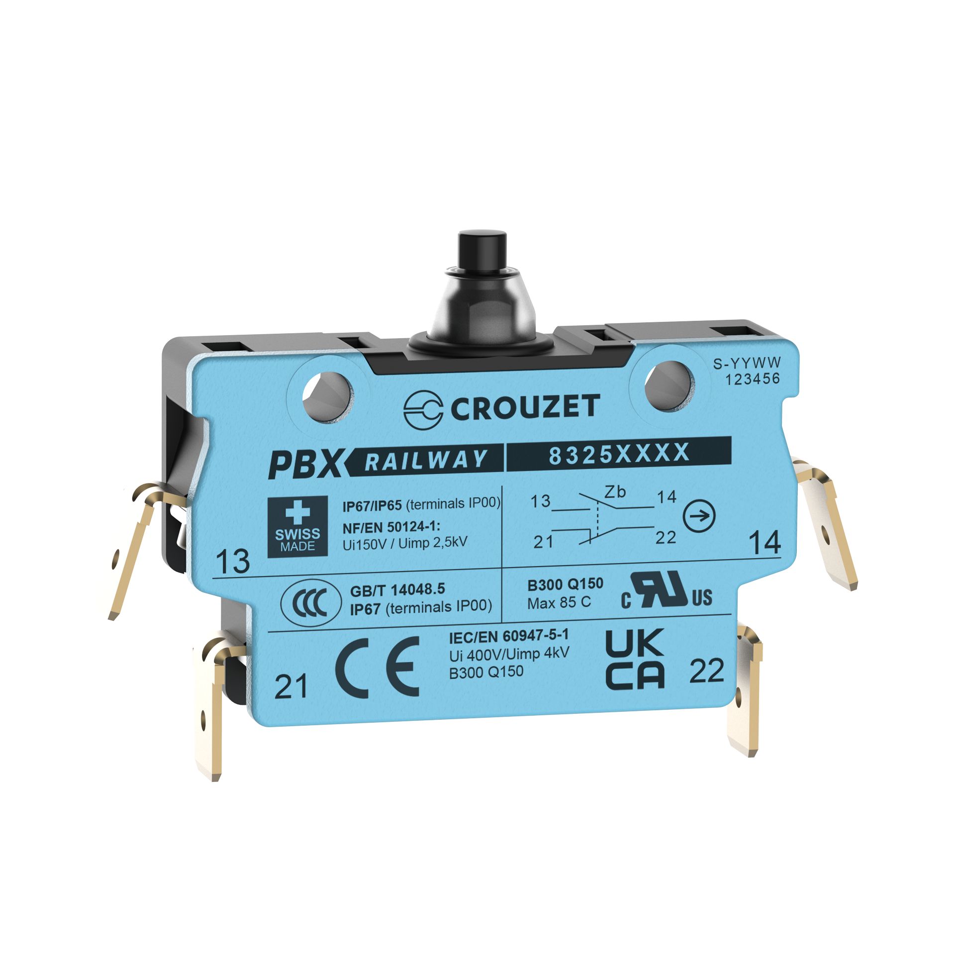 Crouzet Roller Lever Micro Switch, Screw Terminal, SPST, IP67