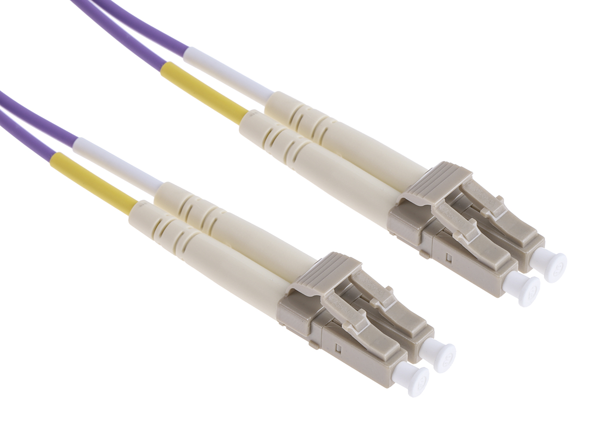 RS PRO LC to LC Duplex Multi Mode OM3 Fibre Optic Cable, 50/125μm, Purple, 1m