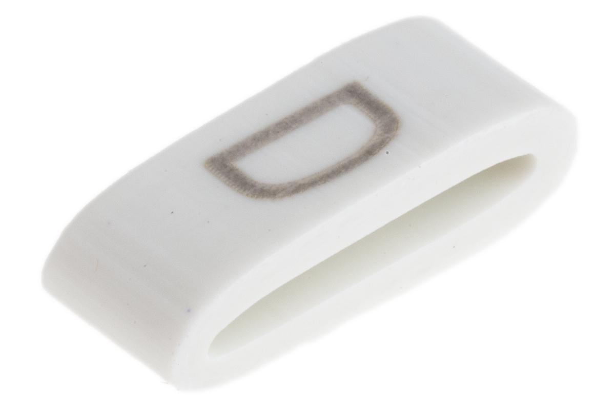 HellermannTyton HODS85 Slide On Cable Markers, Black on White, Pre-printed "D", 1.8 → 6.3mm Cable, 531-07864