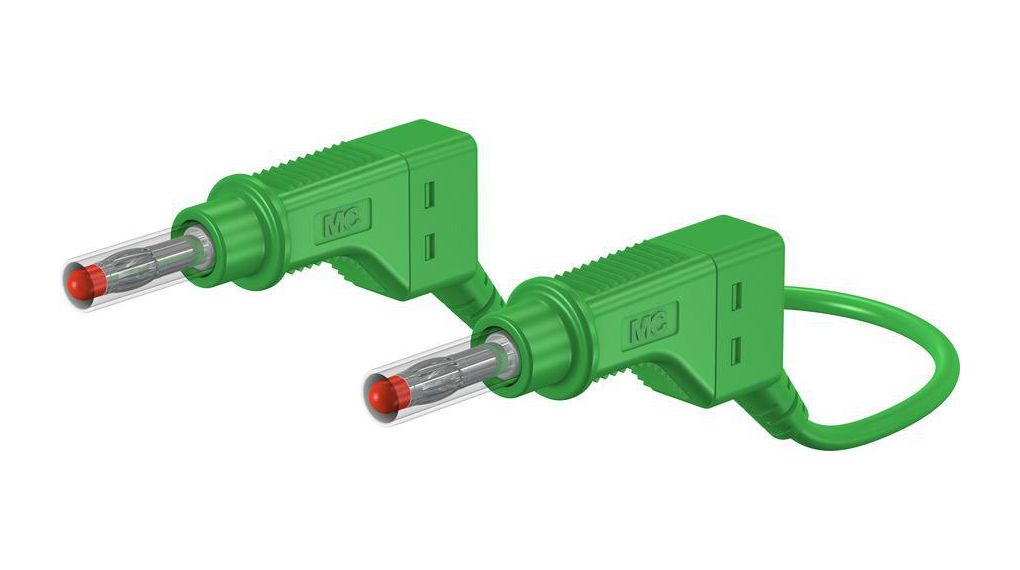 Staubli Test lead, 32A, 600V, Green, 50cm Lead Length