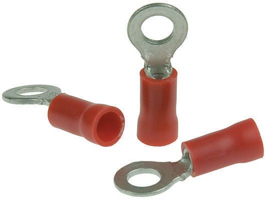 RS PRO Insulated Ring Terminal, M4 Stud Size, 0.5mm² to 1.5mm² Wire Size, Red