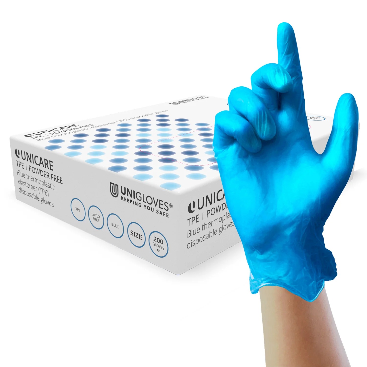 Unigloves Blue Thermoplastic Elastomer Glove 255 mm