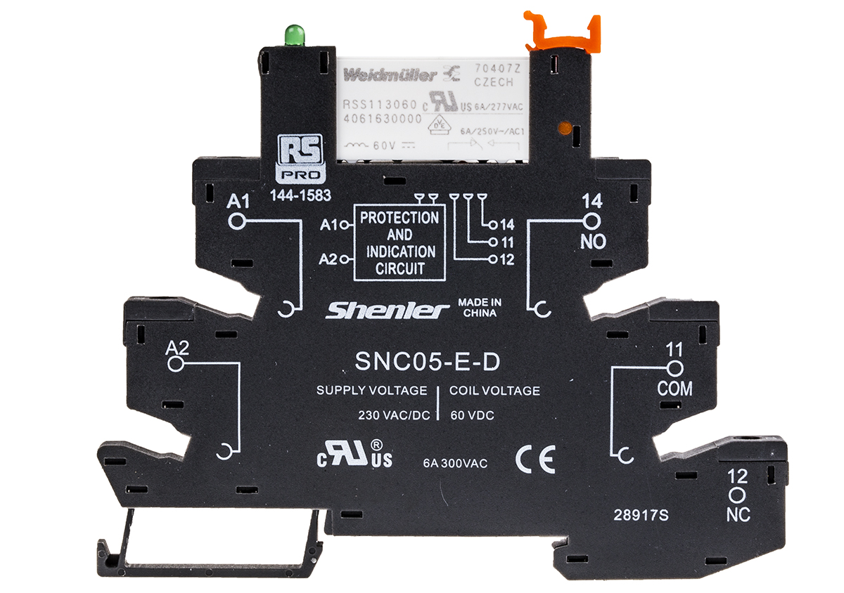RS PRO Interface Relay, DIN Rail Mount, 230V ac Coil, SPDT, 6A Load