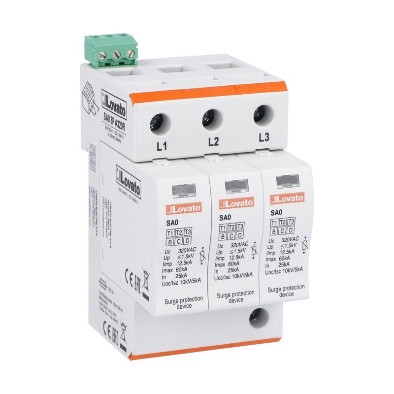 Lovato Single Phase Surge Protector, 60kA, < 1.5kV, DIN Rail Mount