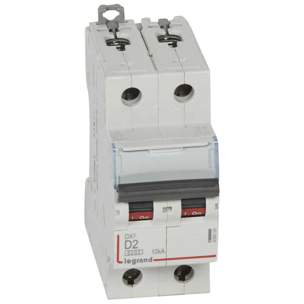 Legrand DX3 Circuit Breaker, 2P, 2A Curve D, 400V AC, 10 kA Breaking Capacity