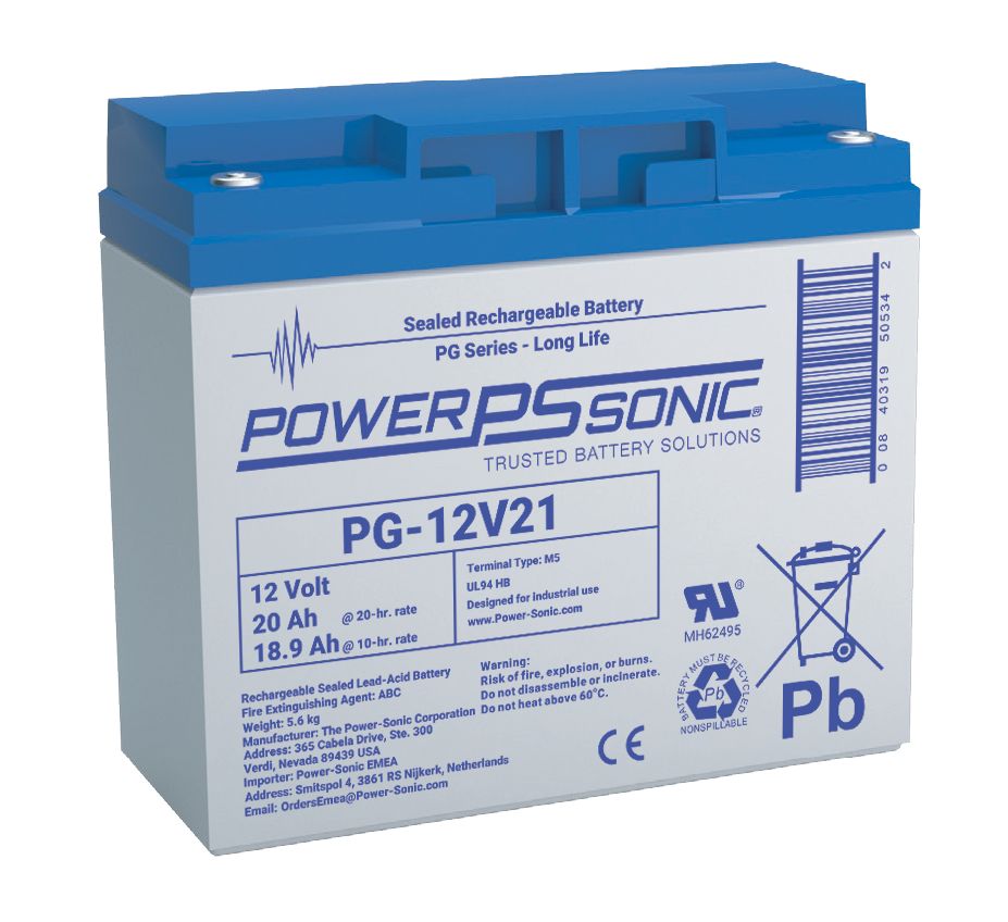 Power Sonic 12V M5 Sealed Lead Acid Battery, 20Ah