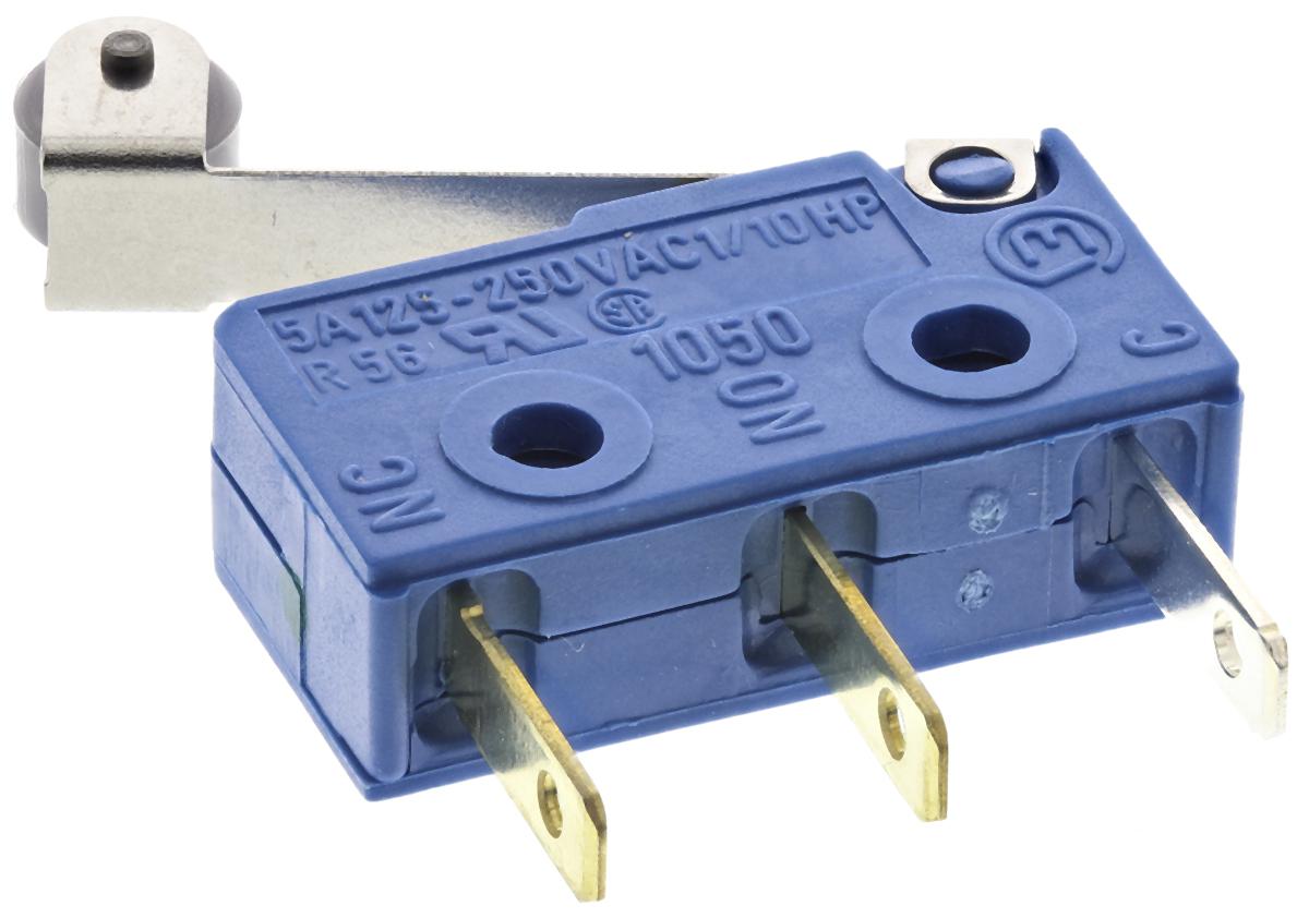 Marquardt Roller Lever Micro Switch, Tab Terminal, 5 A @ 250 V ac, SP-CO, IP00, IP40