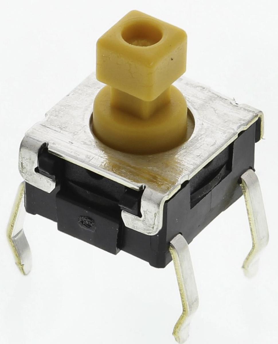 Omron Yellow Plunger Tactile Switch, SPST 50 mA @ 24 V dc 3.9mm Through Hole