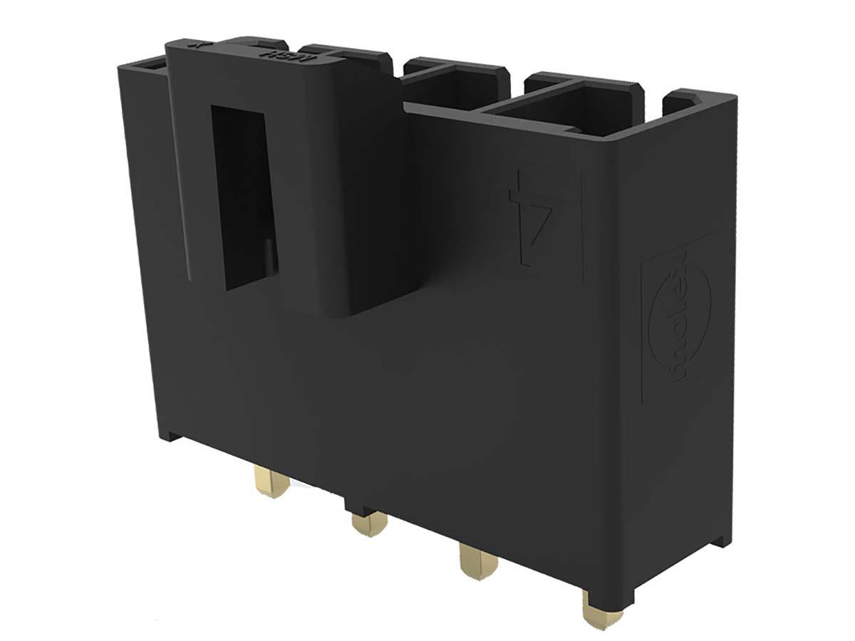 Molex Mega-Fit Series Vertical Through Hole PCB Header, 2 Contact(s), 5.7 mm Pitch, 1 Row, Shrouded