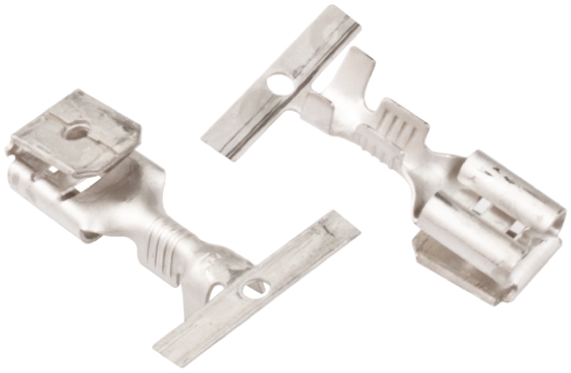 TE Connectivity FASTON .187 Uninsulated Female Spade Connector, Piggyback Terminal, 4.75 x 0.51mm Tab Size, 0.5mm² to