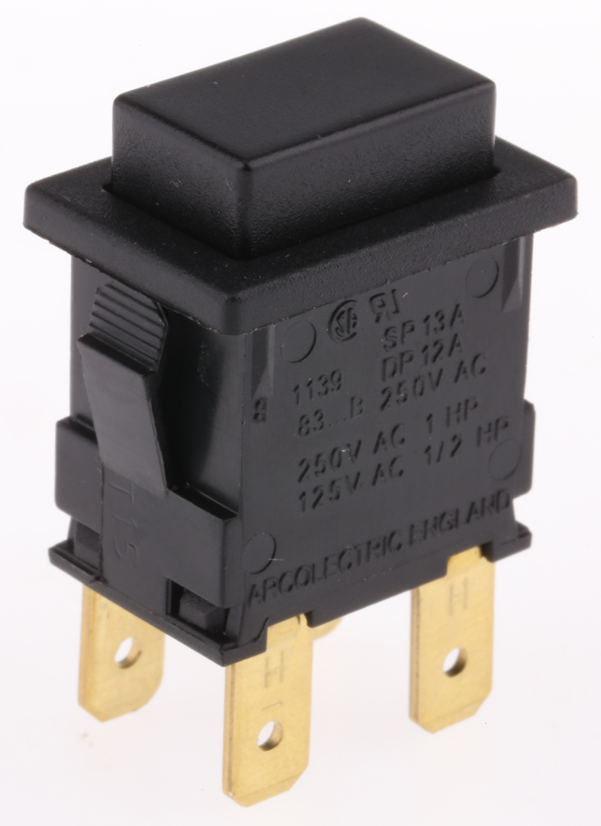 Arcolectric (Bulgin) Ltd 8300 Series Miniature Push Button Switch, Momentary, Panel Mount, DPDT, 250V ac, IP65