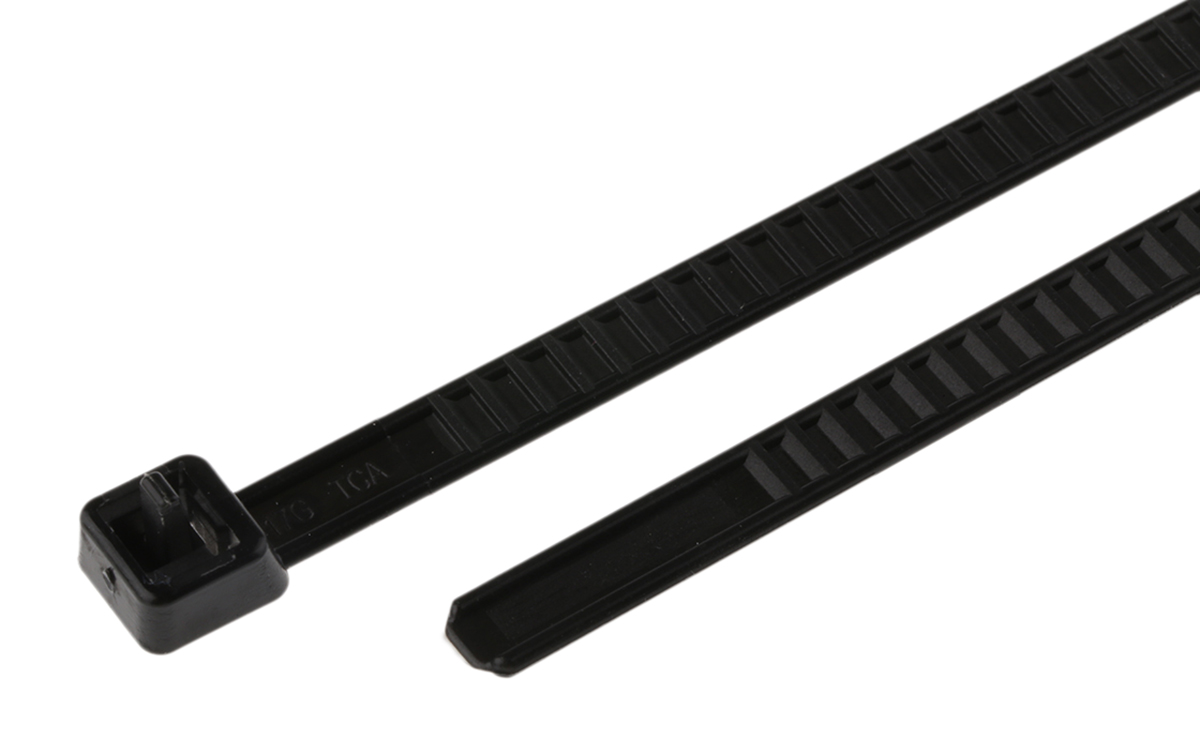 HellermannTyton Cable Tie, Releasable, 195mm x 4.7 mm, Black PA 6.6 Heatstabilised, Pk-25