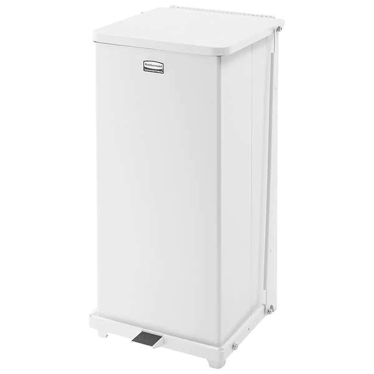 Rubbermaid Commercial Products Defenders 49L White Pedal Galvanised Steel Waste Bin