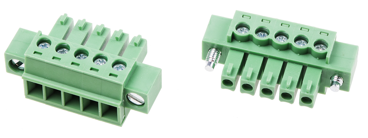 RS PRO, 3.81mm Pitch, 5 Way, Pluggable Terminal Block, Plug, Through Hole, Screw Termination