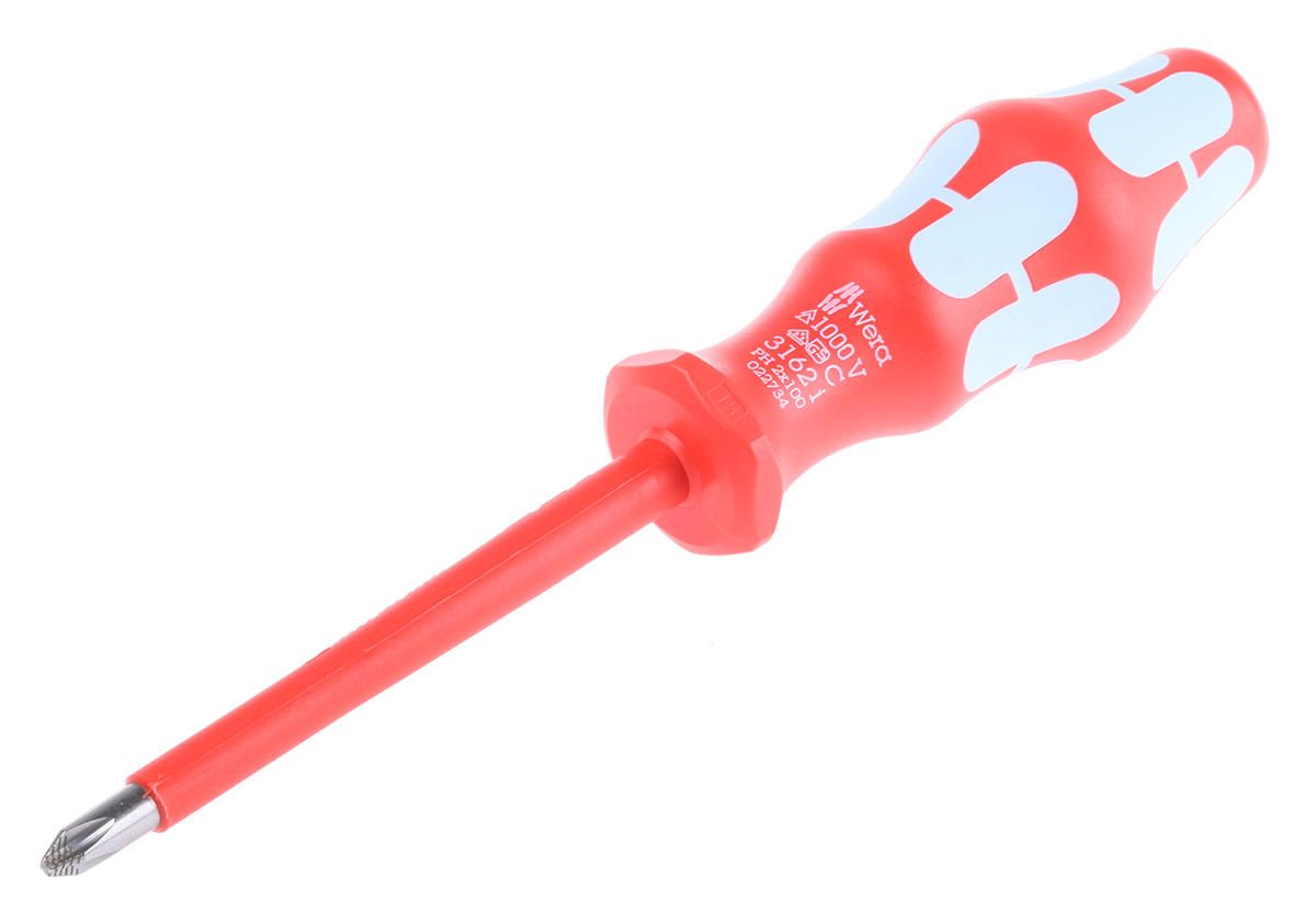 Wera Phillips Insulated Screwdriver, PH2 Tip, 100 mm Blade, VDE/1000V, 161 mm Overall