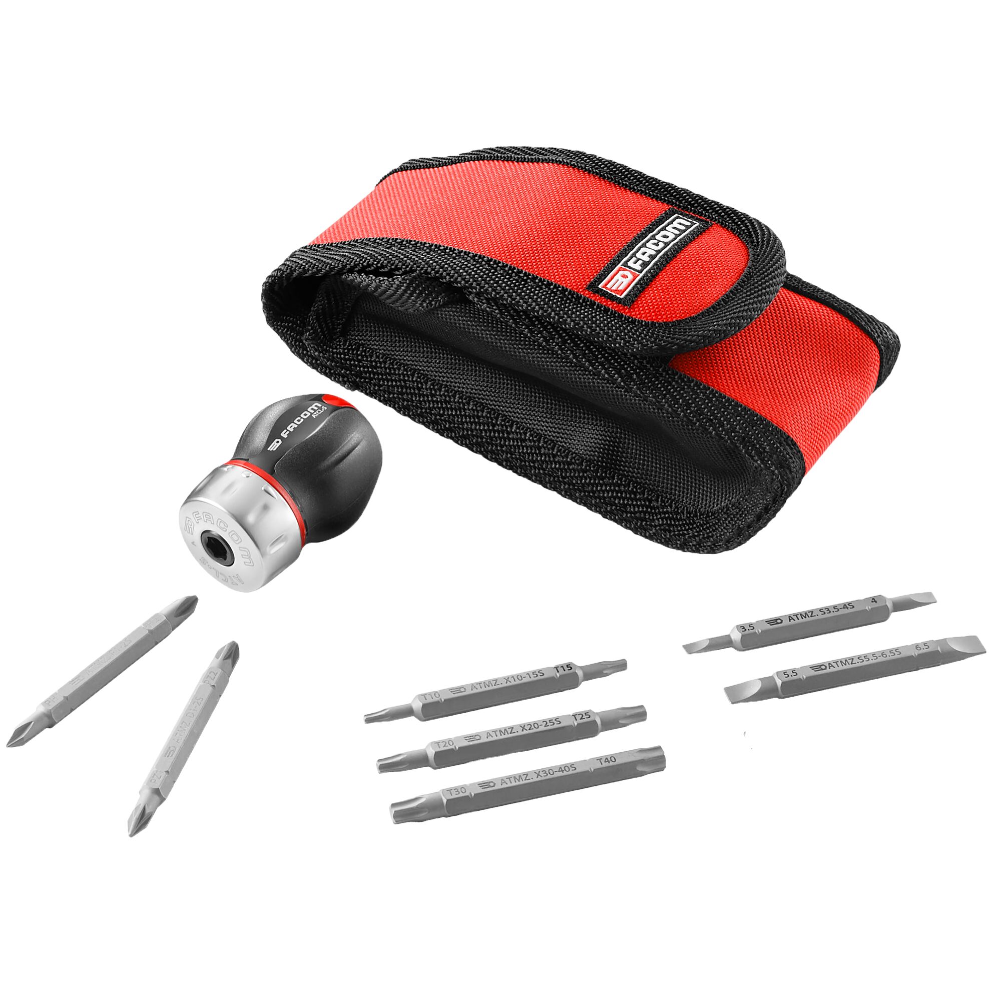 Facom 1/4 in Hexagon Slotted; Phillips; Pozidriv; Torx Ratchet Screwdriver Chrome Chrome Vanadium Steel