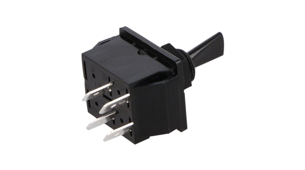 Bulgin Toggle Switch, Panel Mount, On-Off, Blade Terminal, 250V ac