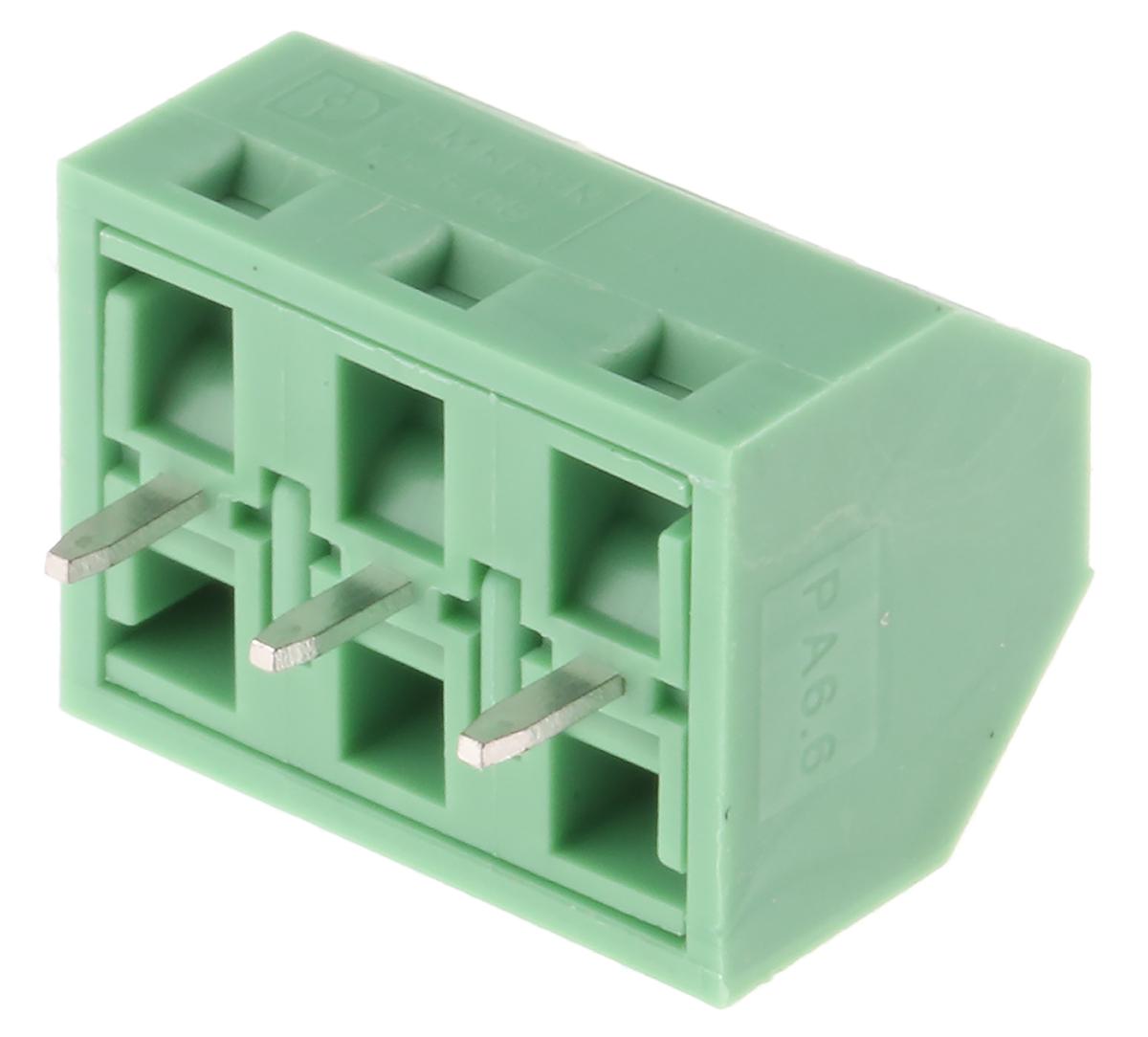 Phoenix Contact SMKDSN 1.5/3-5.08 Series PCB Terminal Block, 3-Contact, 5mm Pitch, Through Hole Mount, 1-Row, Screw