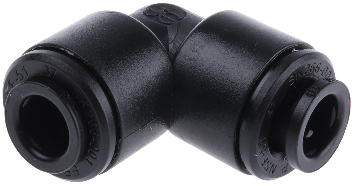 John Guest PM Series Elbow Tube-toTube Adaptor, Push In 6 mm to Push In 6 mm, Tube-to-Tube Connection Style