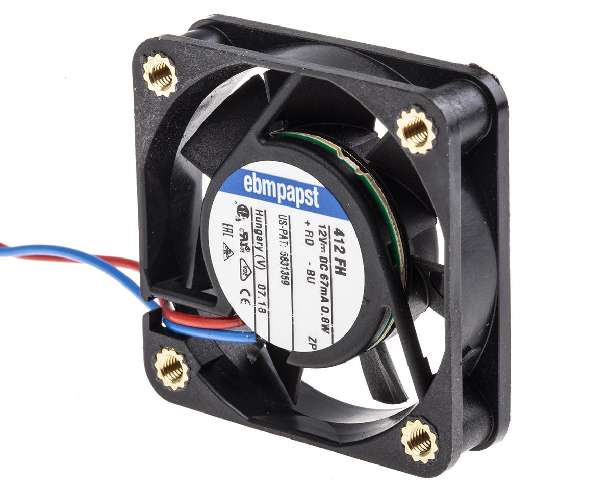 ebm-papst 400 F Series Axial Fan, 12 V dc, DC Operation, 9m³/h, 800mW, 40 x 40 x 10mm