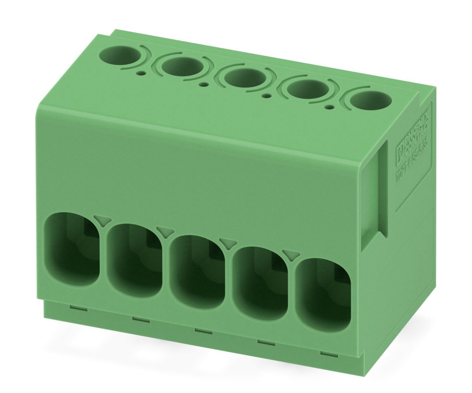 Phoenix Contact TDPT 4/ 5-SC-6.35-ZB Series PCB Terminal Block, 5-Contact, 6.35mm Pitch, Through Hole Mount, 1-Row,