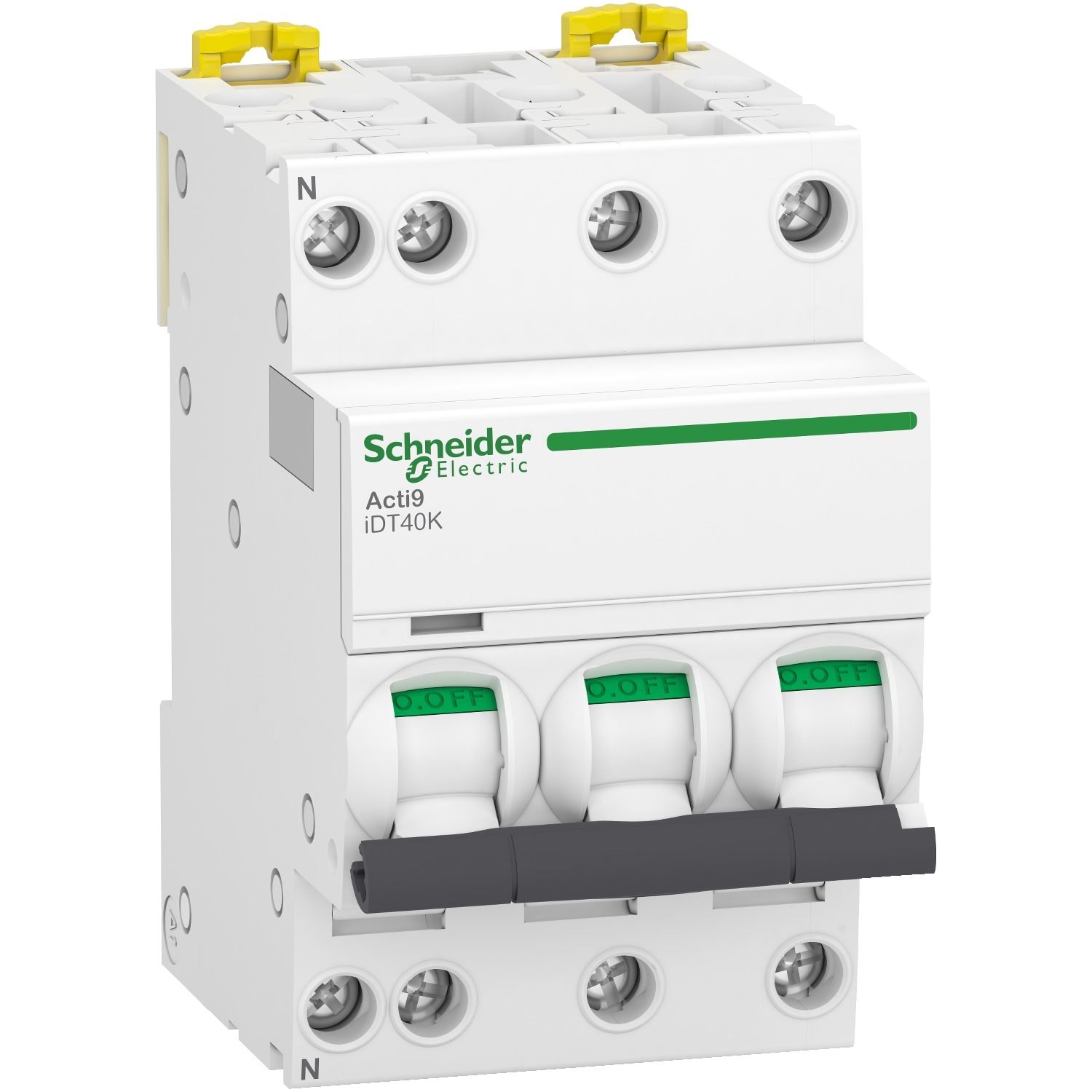 Schneider Electric Acti 9 Acti9 iDT40K MCB, 3+N, 40A Curve C, 400V AC, 4.5 kA Breaking Capacity
