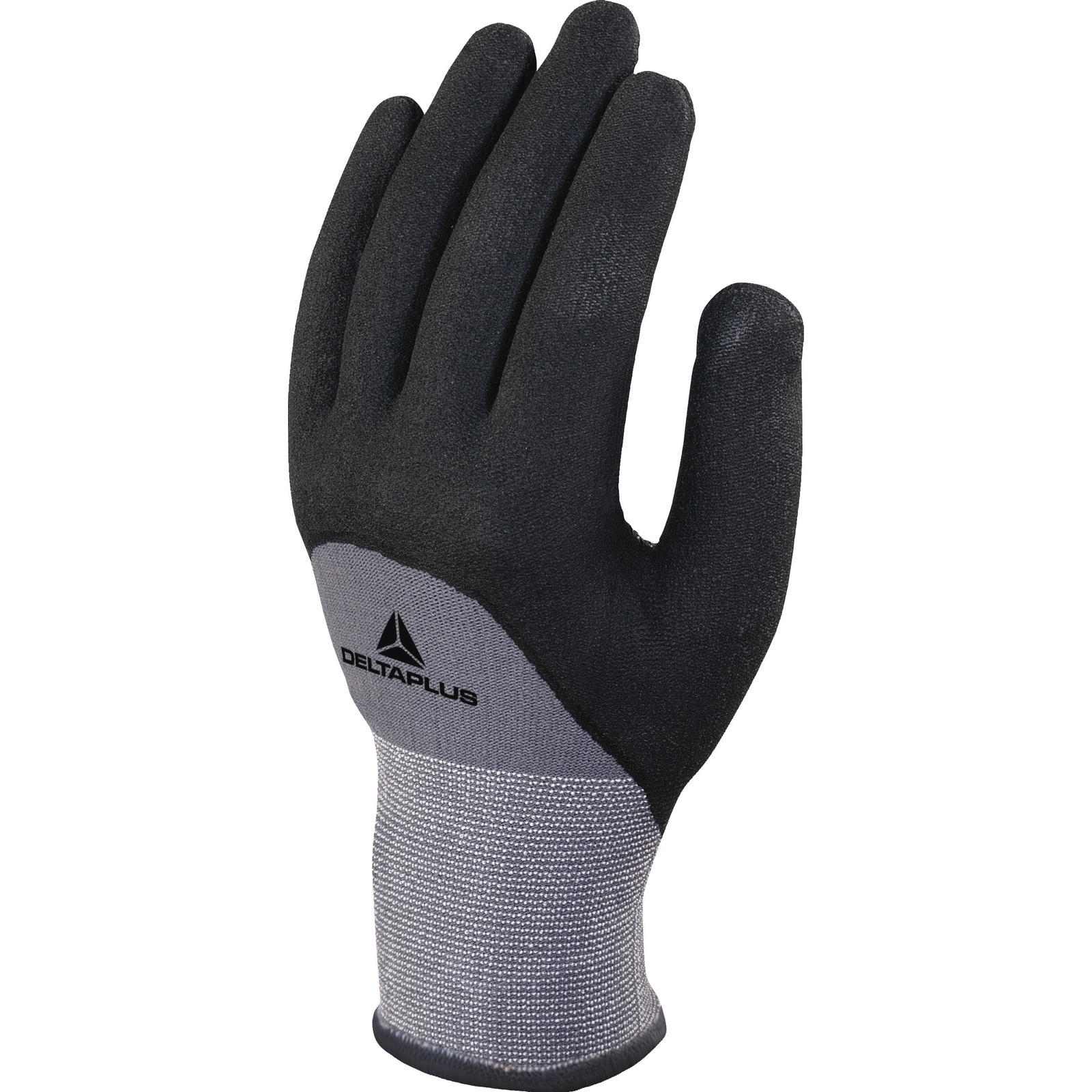 Delta Plus VE729 Black, Grey Polyamide, Spandex Work Gloves, Size 8, Aqua Polymer Coating